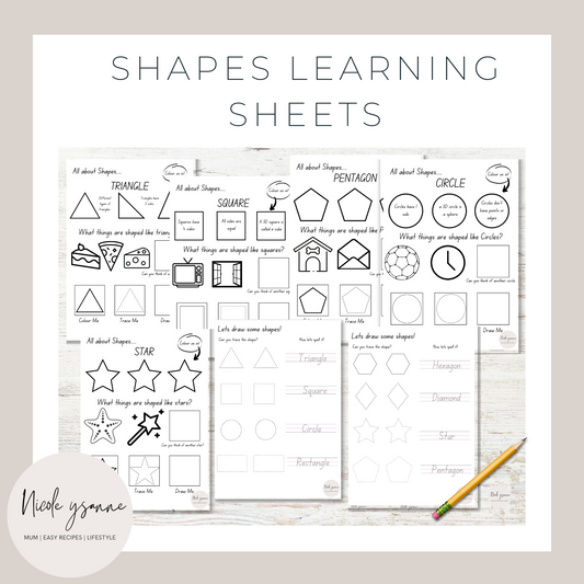 Kids Shape Learning Sheets
